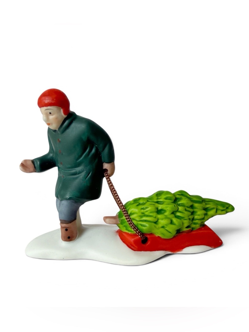 Department 56 Heritage Village Figurine Dragging Cut Christmas Tree Porcelain